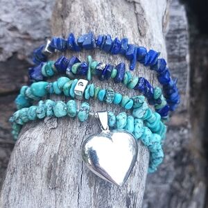 Carolyn Pollack Sterling Silver, Turquoise & Lapis bracelet set, vintage